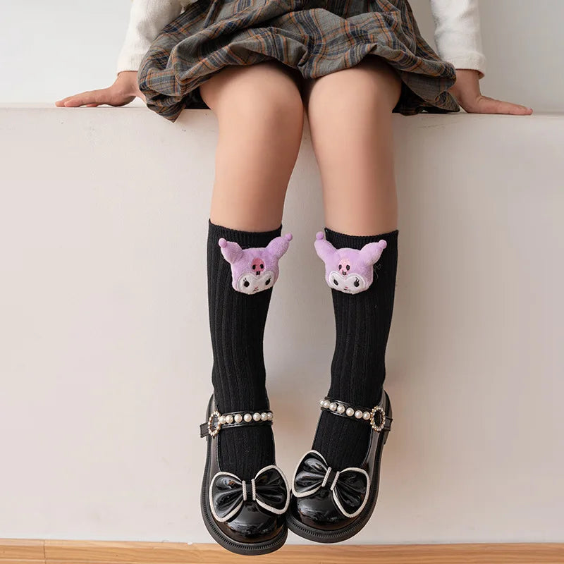 Sanrio Kuromi, Melody, Cinnamoroll & Kitty Cat Socks – Kawaii Cartoon Mid-Tube Socks for Girls, Korean Style Trendy Student Socks