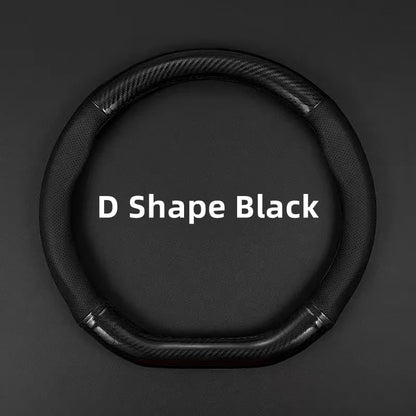 Universal Carbon Fiber Leather Steering Wheel Cover — 3D Anti-Slip, Stylish Car Accessory