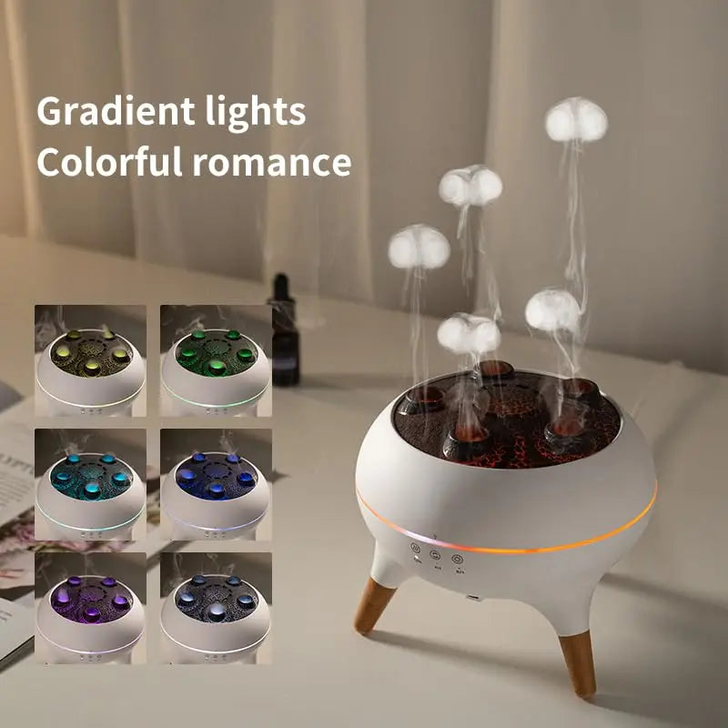 Dynamic Jellyfish 250ml Air Humidifier — Essential Oil Diffuser with Remote Control and 7-Color Night Lights for Bedroom