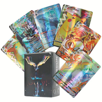 60-100Pcs English Pokemon Cards – Holographic EX, Vstar, Vmax, GX, Charizard, Mewtwo & Evolution Combos