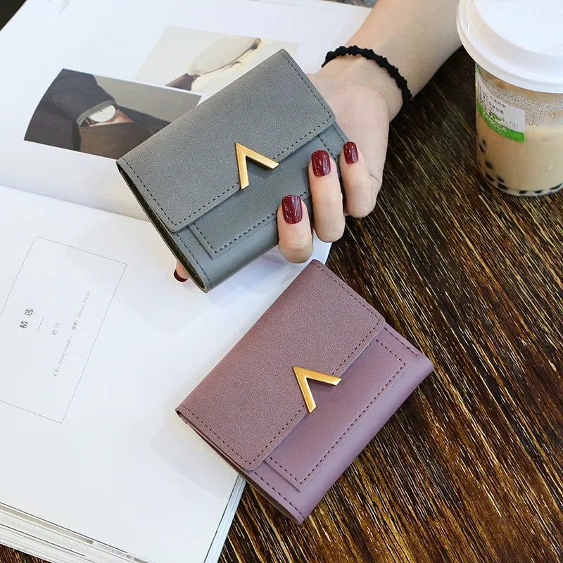 Luxury Mini Leather Wallet for Women – Small Short Fashion Purse with Credit Card Holder