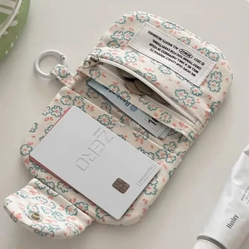 Korean Fashion Floral Coin Purse: Cute Student Wallet & Card Holder for Girls - Portable & Stylish Storage Bag