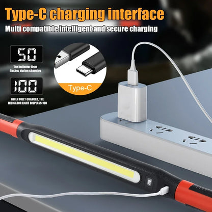 High Lumen Rechargeable LED Work Light – Powerful Magnetic Flashlight for Car Emergency Repair with Hooks and Magnetic Base