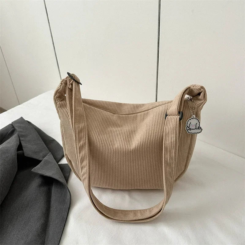 Corduroy Lazy Wind Dumpling Bag | Japanese Literary Single Shoulder Crossbody for Students | Casual Korean Style for Women