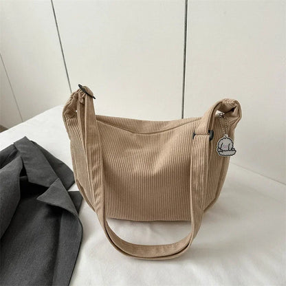 Corduroy Lazy Wind Dumpling Bag | Japanese Literary Single Shoulder Crossbody for Students | Casual Korean Style for Women