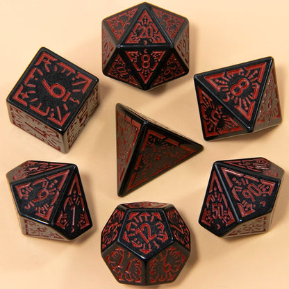 DND Carving Pattern Dice Set - 7Pcs RPG Polyhedral Dice for Board Games, Gifts & Entertainment Accessories