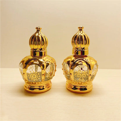 15ml Luxury Golden Essential Oil Roller Bottle - Refillable Glass Perfume Container for Cosmetics & Sample Test