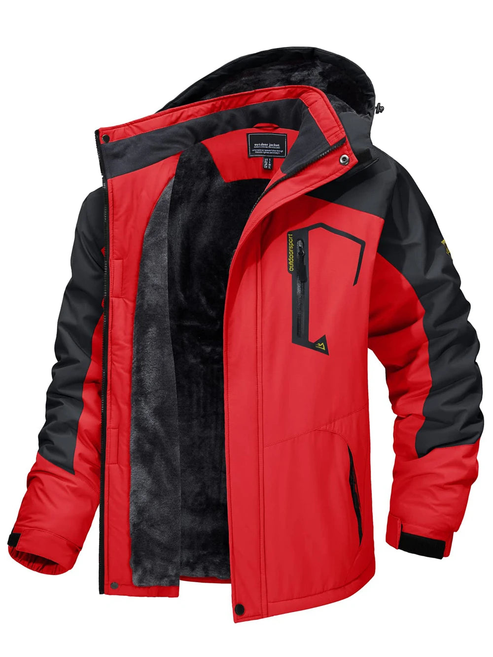 Men’s Fleece Lined Mountain Jacket - Removable Hooded Winter Ski, Snowboard and Hiking Parka Coat