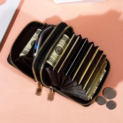 Women’s Zipper Short Purse – Lychee Pattern, Large Capacity Multi-Card & Coin Holder