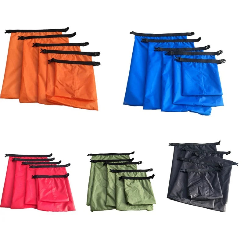 5-Piece Waterproof Dry Bag Set - Outdoor Storage Sacks for Camping, Hiking, Swimming, Rafting & Kayaking