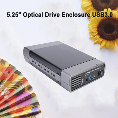 5.25-inch USB 2.0/3.0 SATA External Optical Drive Case – Enclosure Adapter for Windows, Mac & PC