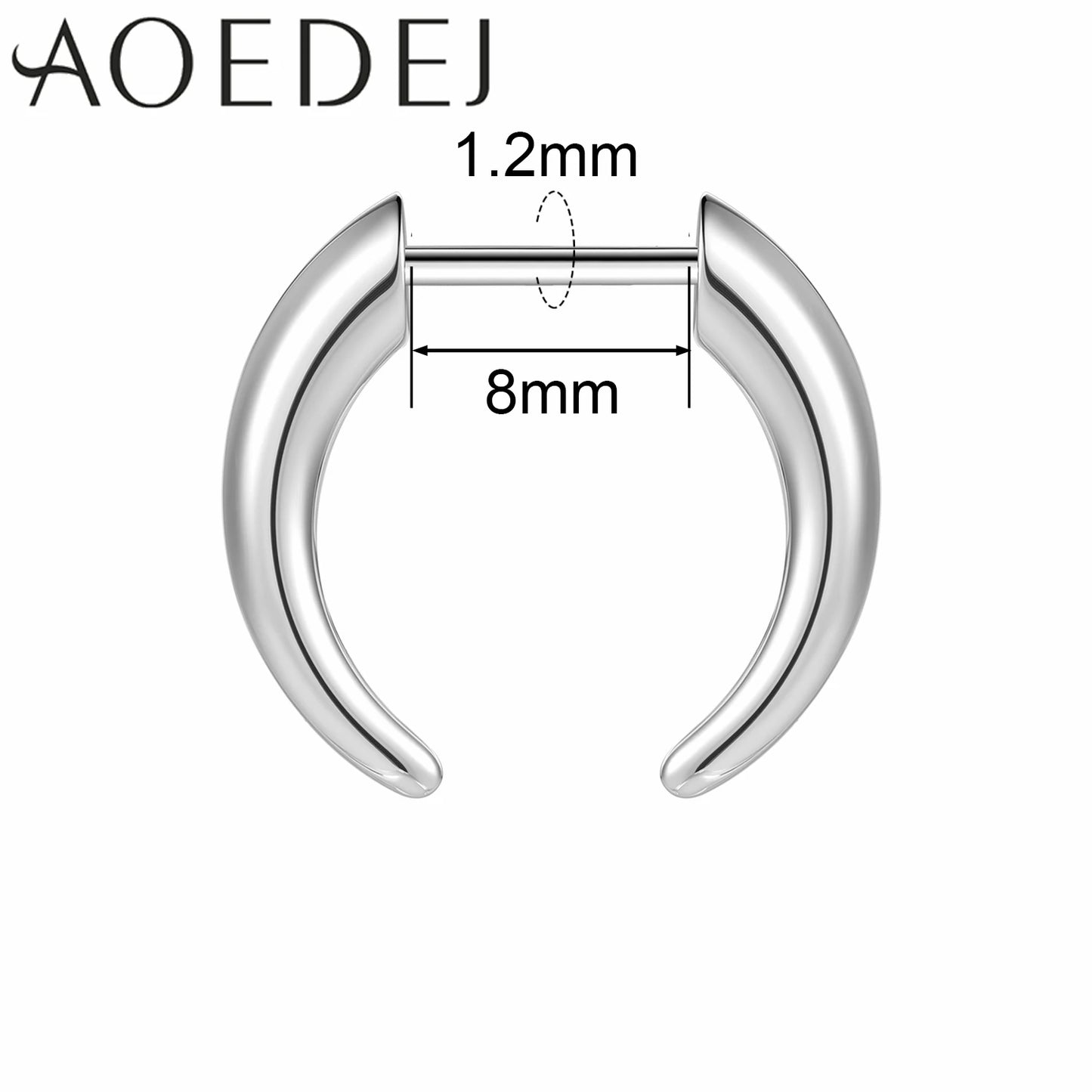 AOEDEJ 16G Stainless Steel Plug-In Style Nose Ring – Spike Ox Horn Septum Ring for Men & Women Large Gauge Body Piercing (8–10mm) Single Piece