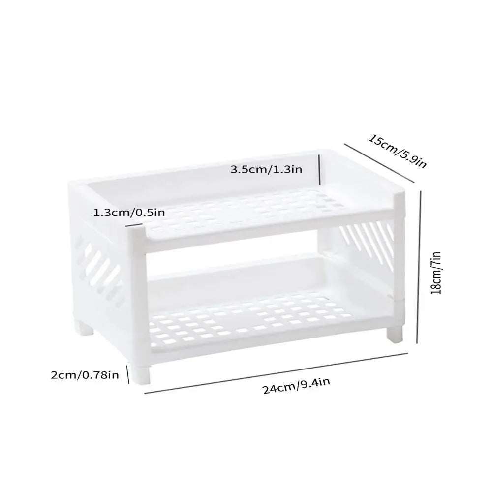 PP Desktop Double Layer Storage Rack – White Rectangular Organizer for Student Desk, Office, Cosmetics & Stationery