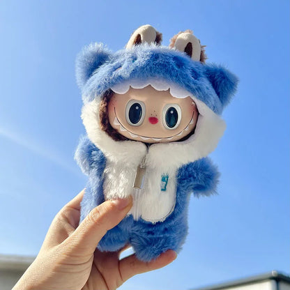17cm Mini Plush Doll Clothes Set – Kpop EXO Labubu Idol Doll Shark Onesie & Accessories, DIY Girl Gift