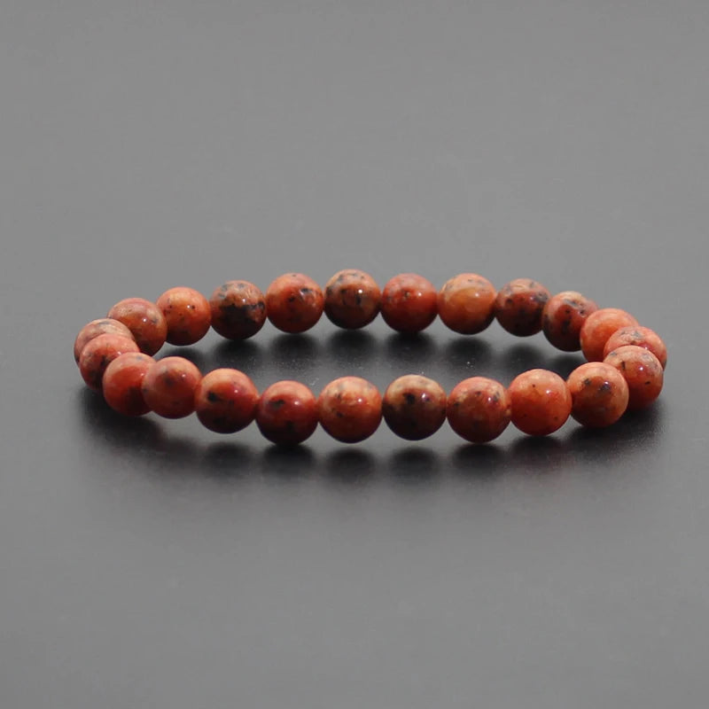 8mm Natural Stone Beaded Bracelet - Black Onyx Lava Tiger Eye Agate Quartz Chakra Yoga Energy Jewelry for Men & Women