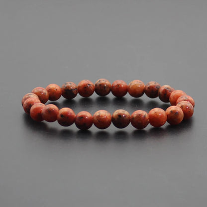 8mm Natural Stone Beaded Bracelet - Black Onyx Lava Tiger Eye Agate Quartz Chakra Yoga Energy Jewelry for Men & Women