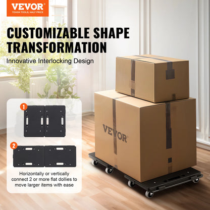 VEVOR 2-Pack Furniture Mover Trolley – 500lb Capacity Each, 4-Wheel Flat Dolly Cart for Industrial Machinery