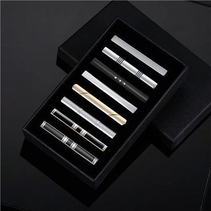 Men's Tie Clip & Cufflink Set - 7/8/10 Piece Luxury Gift Box Jewelry for Weddings & Formal Wear