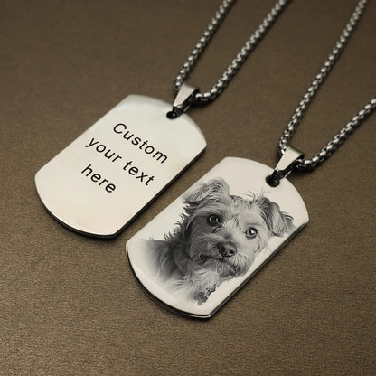 Personalized Custom Photo & Message Necklace Pendant Keychain - Engraved Dog Tag, Customized Photo Necklace, Christmas Gift