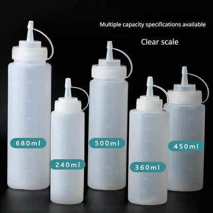 Large Squeeze Condiment Bottles with Nozzles – Ketchup, BBQ Sauce, Olive Oil Dispenser Bottles for Kitchen Use