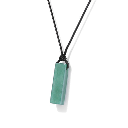 Men's Vintage Rectangle Obsidian Pendant Necklace – Natural Tiger Eye & Labradorite Gem, Leather Rope Braid Healing Jewelry