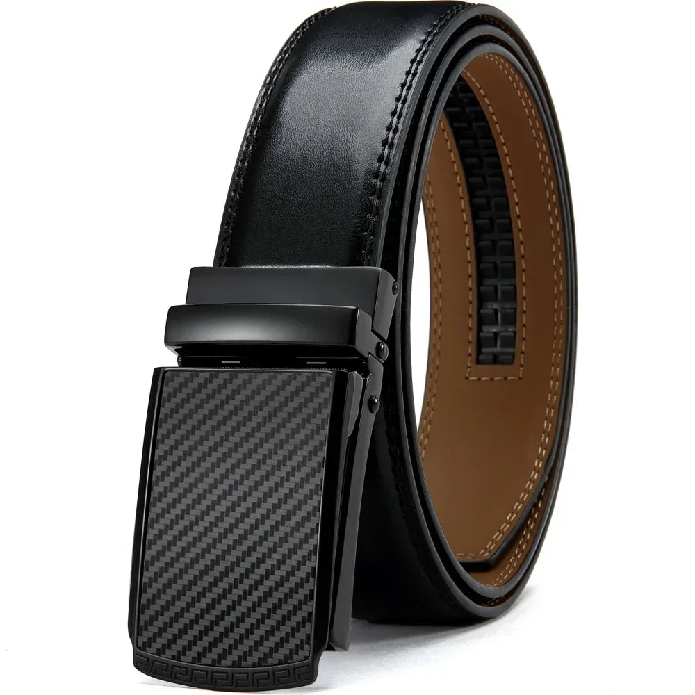 Men’s Luxury Genuine Leather Belt – High-Quality Cowhide with Metal Automatic Alloy Buckle