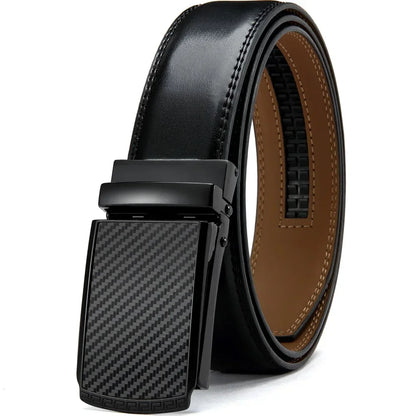 Men’s Luxury Genuine Leather Belt – High-Quality Cowhide with Metal Automatic Alloy Buckle