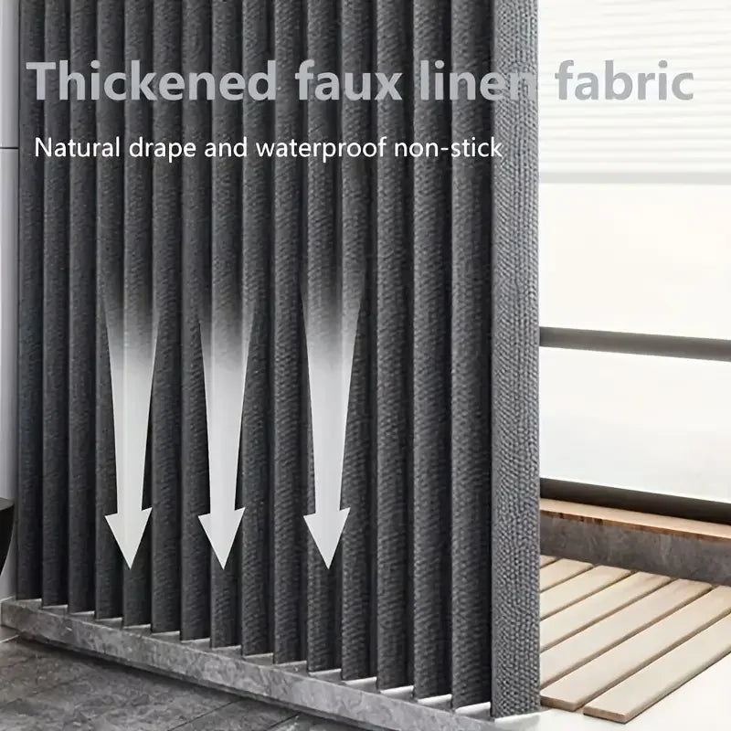 Foldable Waterproof Shower Curtain - Bathroom Partition with Hooks for Dry & Wet Separation