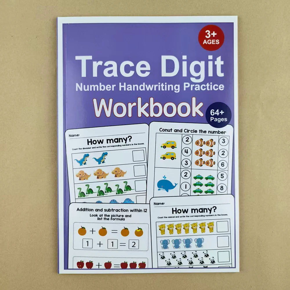 Interactive Preschool Math Workbook – Number Tracing, Addition & Subtraction Worksheets for Early Learning Activities