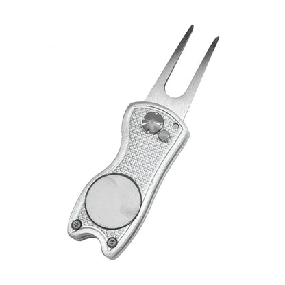 Foldable Golf Divot Repair Tool – Ball Marker & Groove Cleaner Putting Green Fork Accessory