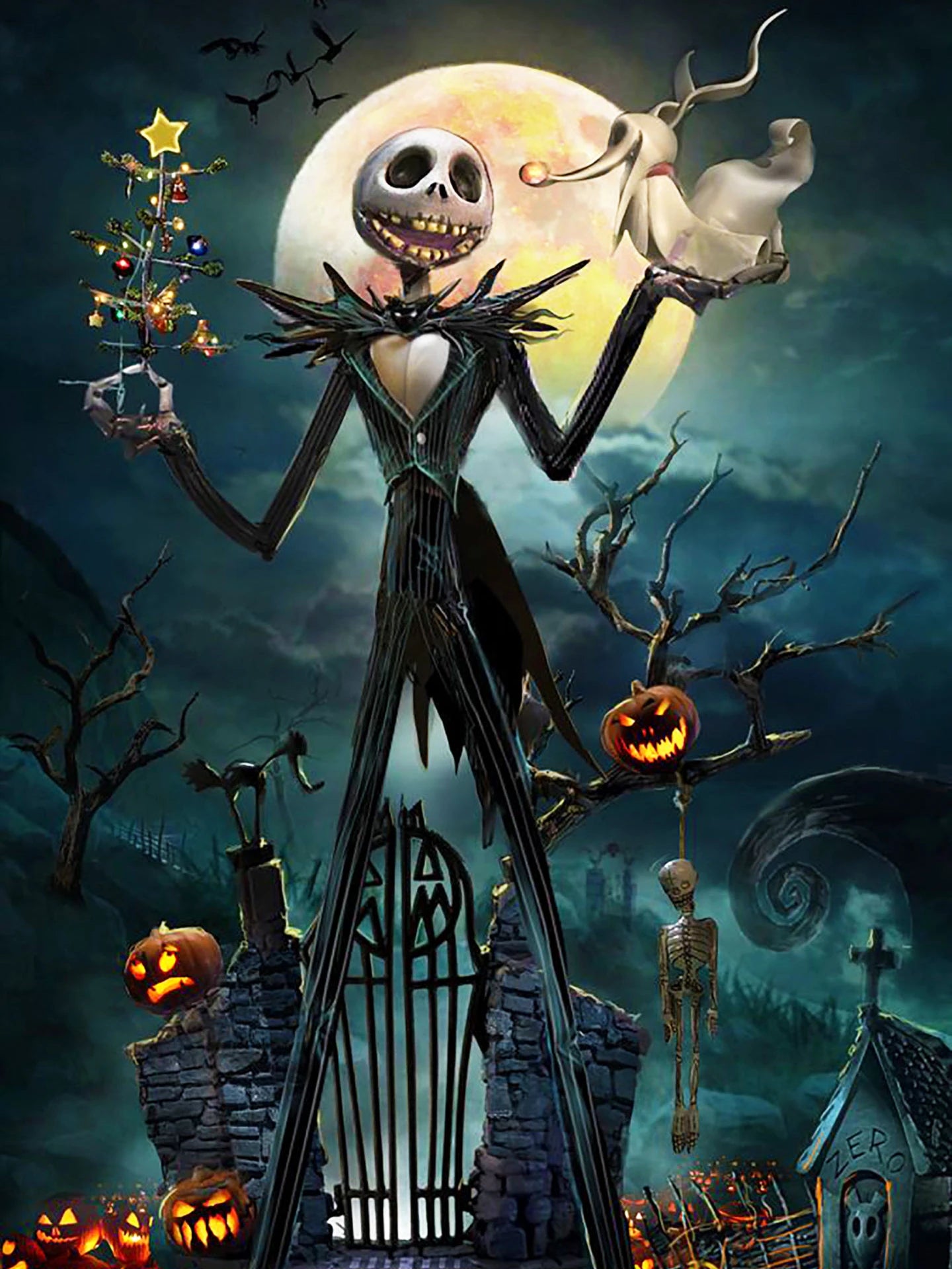 Disney The Nightmare Before Christmas Diamond Painting Mosaic – Sally & Jack Skellington Home Decor
