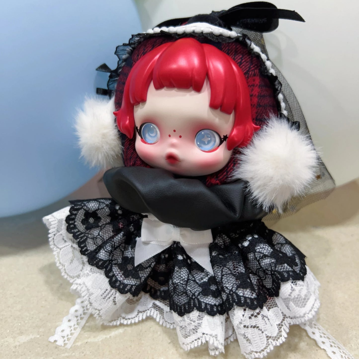 10cm Skullpanda Doll Clothes – Vintage Princess Dress Set with Headwear, Winter Symphony Series