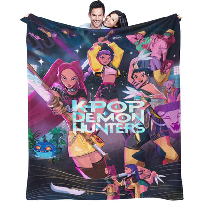 K-Pop Demon Hunters Flannel Blanket – 31 Styles Anime Throw for Home, Travel & Camping Fan Gift