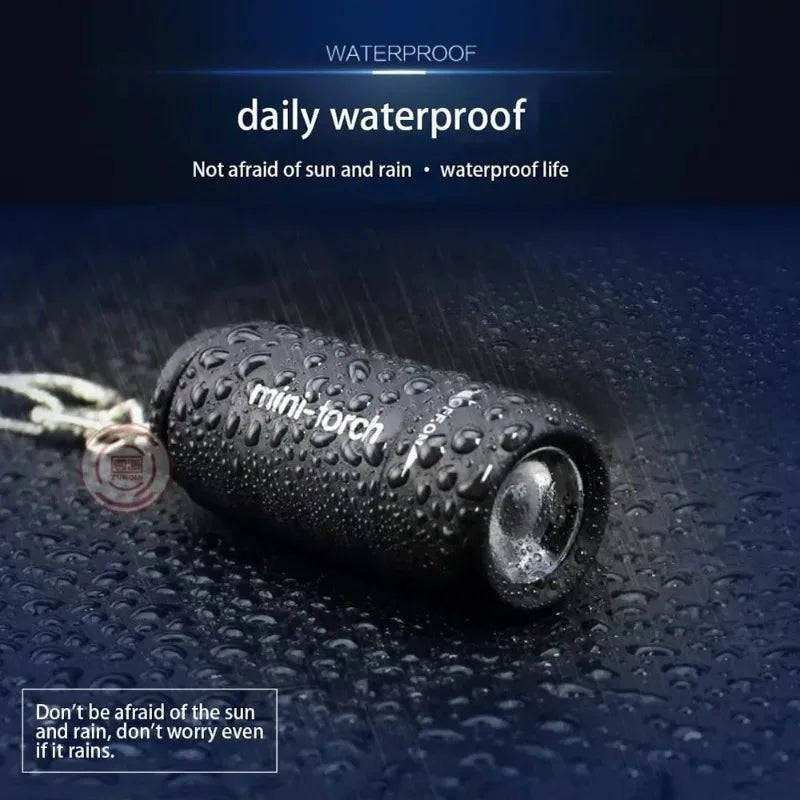 USB Rechargeable Mini Keychain Flashlight - Waterproof Portable LED Light for Hiking, Camping & Everyday Carry