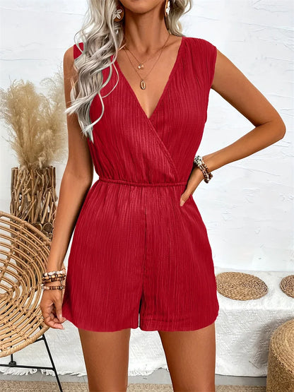Women’s Summer Jumpsuit Romper – Casual Sleeveless V-Neck One-Piece Playsuit for Vacation & Everyday Outfits