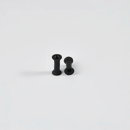 Pair of Supersize Black Silicone Double Flared Ear Tunnel Plugs — Flesh Gauge Expander Stretchers for Piercing