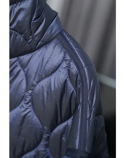 2024 ETJ Quilted Women's Coat – Beige Drawstring High Neck Jacket with Ties & Pockets