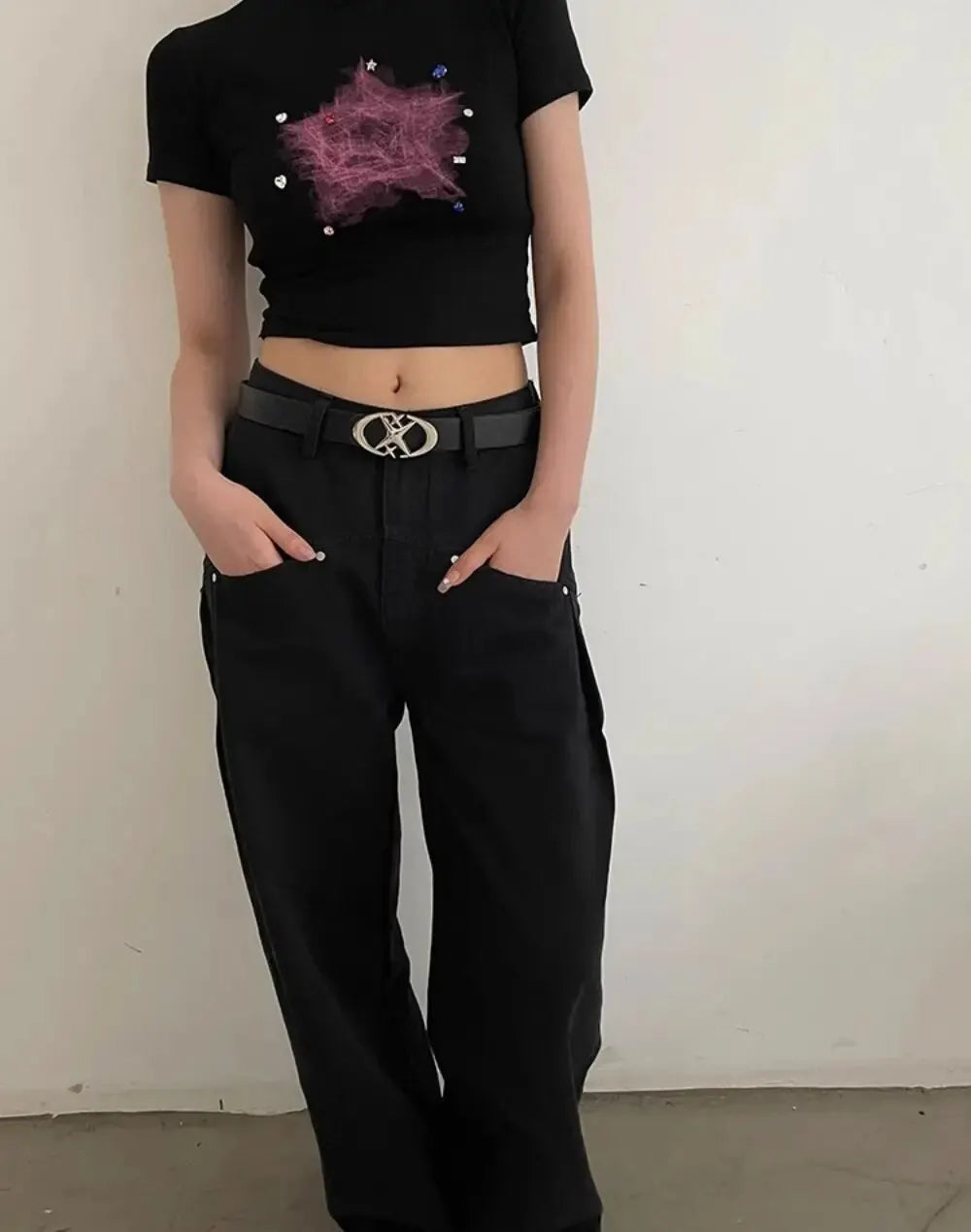 Women’s Punk Star Buckle Belt – Cross Metal Vintage Gothic Y2K PU Leather Waistband for Pants & Jeans, Unisex Fashion Belt