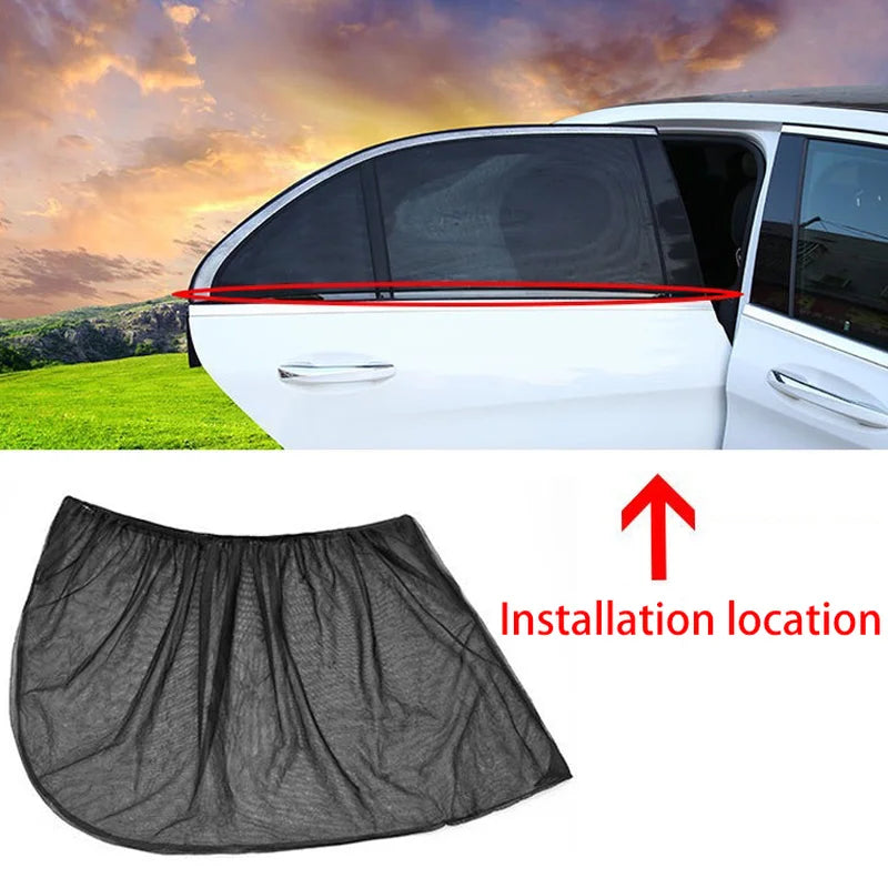 Universal Car Sun Side Window Shade Curtain : Rear Window Cover for UV Protection - Stylish Sunshade Visor Shield and Automotive Accessory