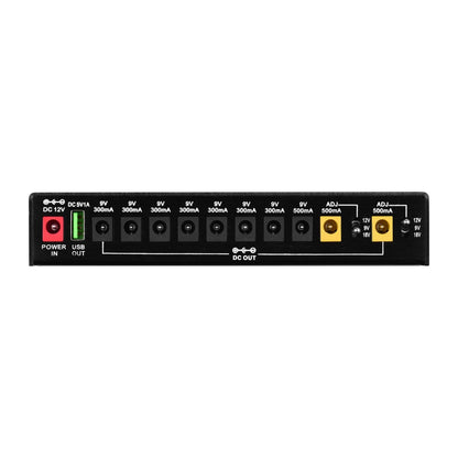 MOSKY ISO-10 Guitar Pedal Power Supply – 10 Isolated DC Outputs, 5V USB Output for 9V, 12V, 18V, Protection for Guitar Accessories