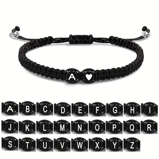 A-Z Initial Heart Bracelet - Handmade Adjustable Braided Name Jewelry Gift for Women & Men
