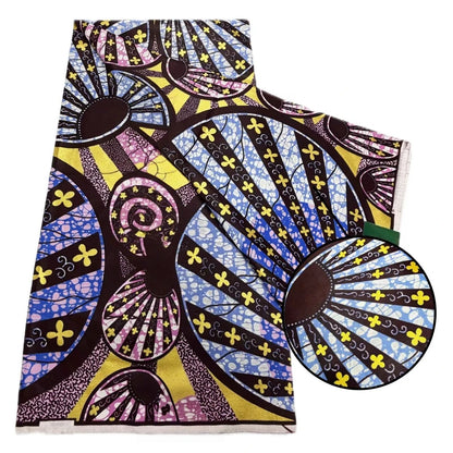 Original African Wax Print Fabric - 6 Yards 100% Cotton Nigerian Ankara Sewing Material for Women’s Dresses