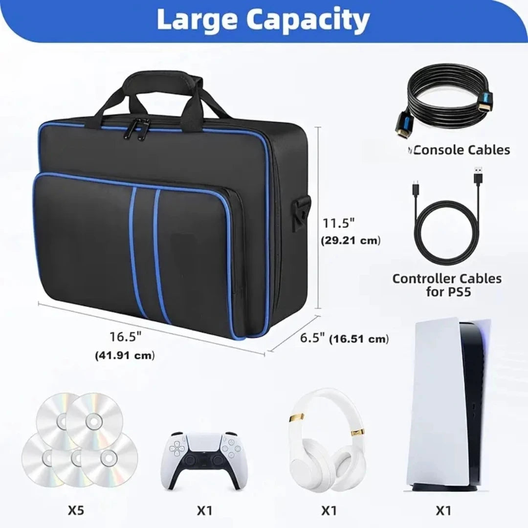 PS5 Carrying Case - Large Capacity Travel Bag with Protective Storage for PS5 Console and Controller, Compatible Design