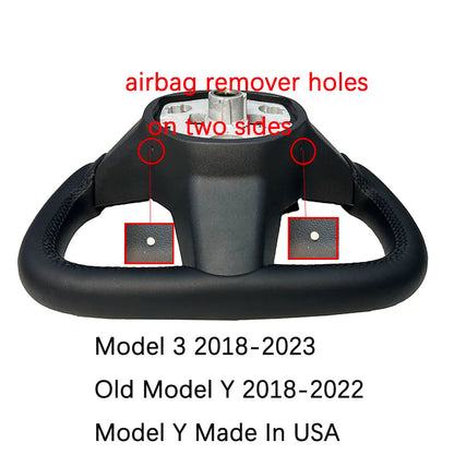 350mm Heated Yoke Steering Wheel – Custom NAPPA Leather Accessory for Tesla Model 3/Y (2018–2024)