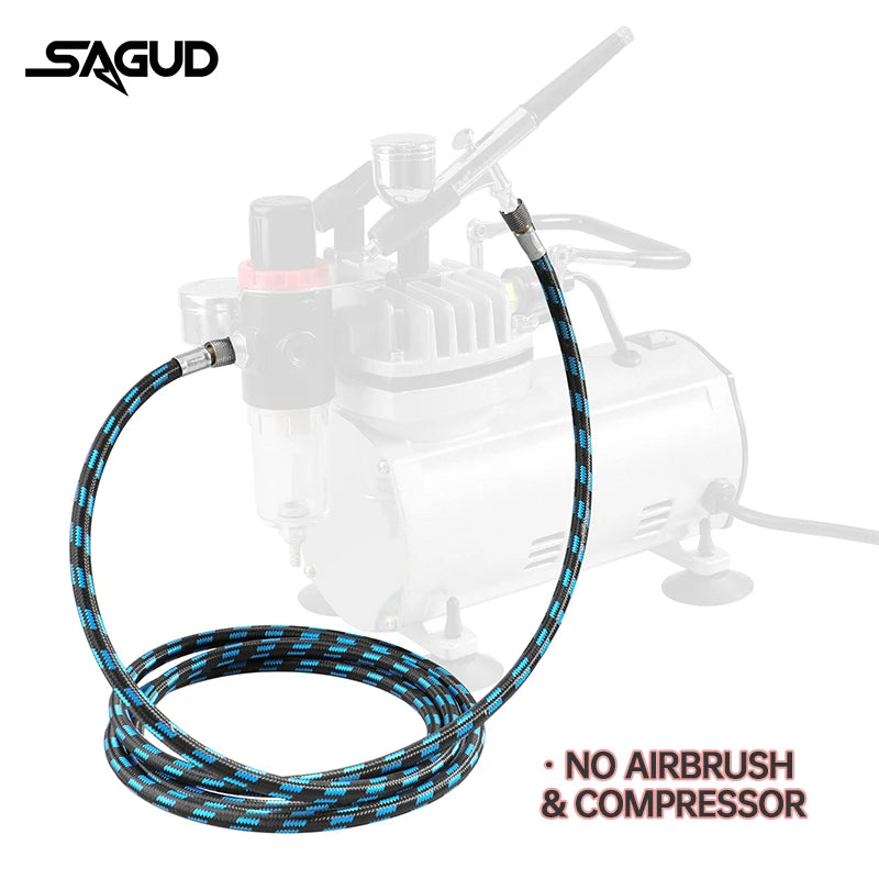 1.8m Nylon Braided Airbrush Hose with 1/8” Thread & 1/8” Male to 1/4” Female Fitting Adapter for Airbrush Accessories