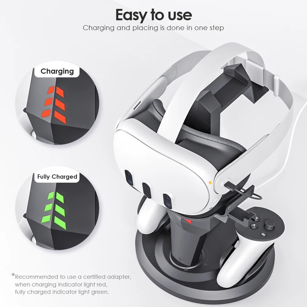 Charging Dock for Meta Oculus Quest 3 – Vertical Stand, Controller Holder & VR Headset Display Base for Quest 2