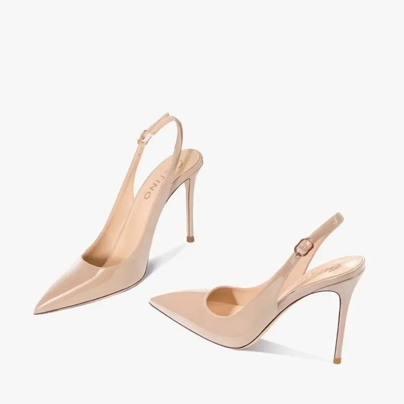 Women’s Sexy High-Heel Sandals 2025 – Pointed Toe Patent Leather Strappy Summer Party Shoes