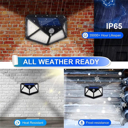 12 Pack Solar Outdoor Lights – 100 LED Wall Lamps with Motion Sensor, 270° Lighting Angle for Backyard and Garden
