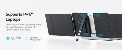 Dopesplay 14.1" Portable Laptop Screen Extender – Dual/Triple FHD 1200P IPS Monitor for Windows, Mac & Android