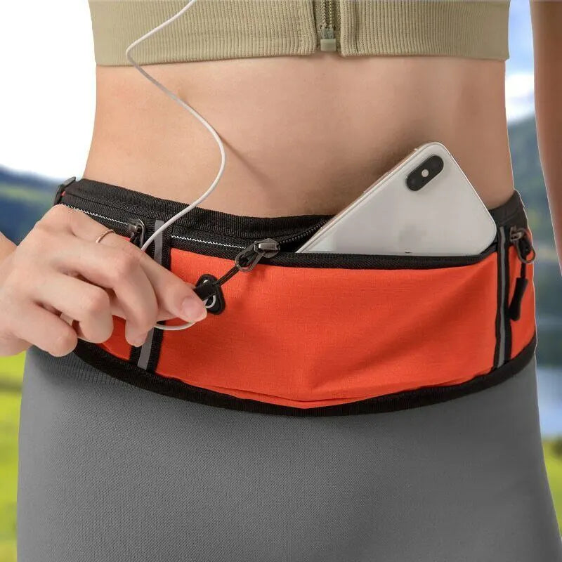 Waterproof Reflective Strip Waist Fanny Pack - Lightweight, Adjustable Elastic Straps - Ideal for Gym, Sports, and Running